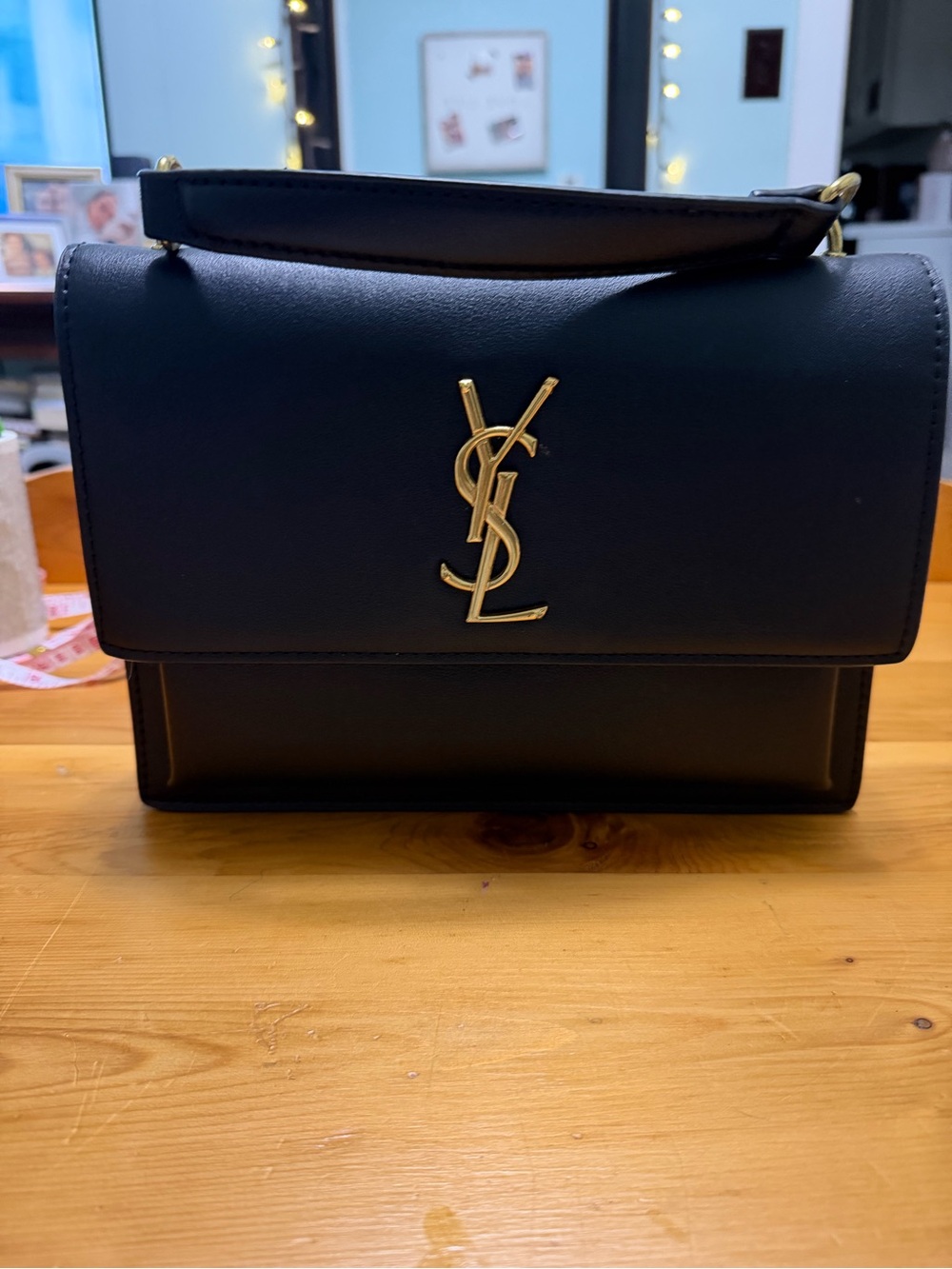Fashion Inspired Black Leather Top-Handle Crossbody Bag
